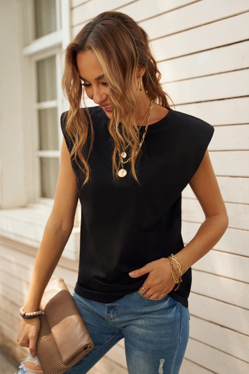 Loose Fit Crew Neck T Shirt for Women
