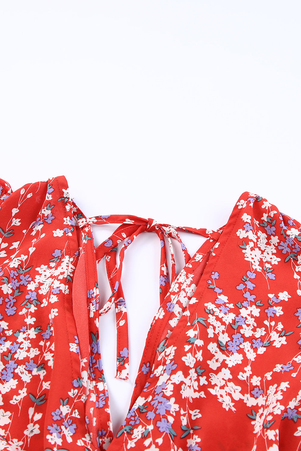 Ditsy Floral Print Ruffled Crop Top & Flounce Hem Maxi Skirt Set