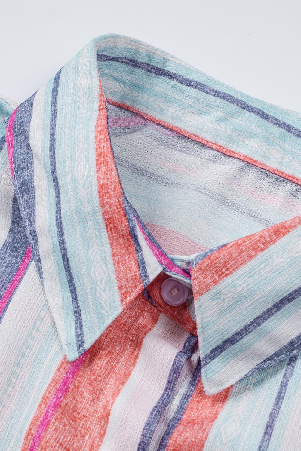 Button Up Collared Stripes Shirt for Women
