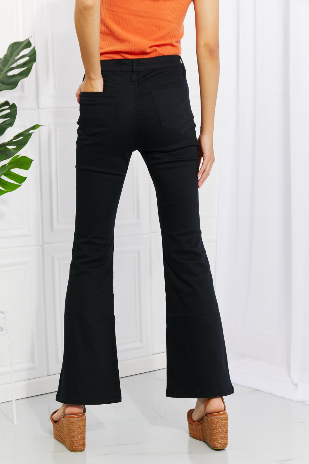High-Rise Bootcut Pants in Black