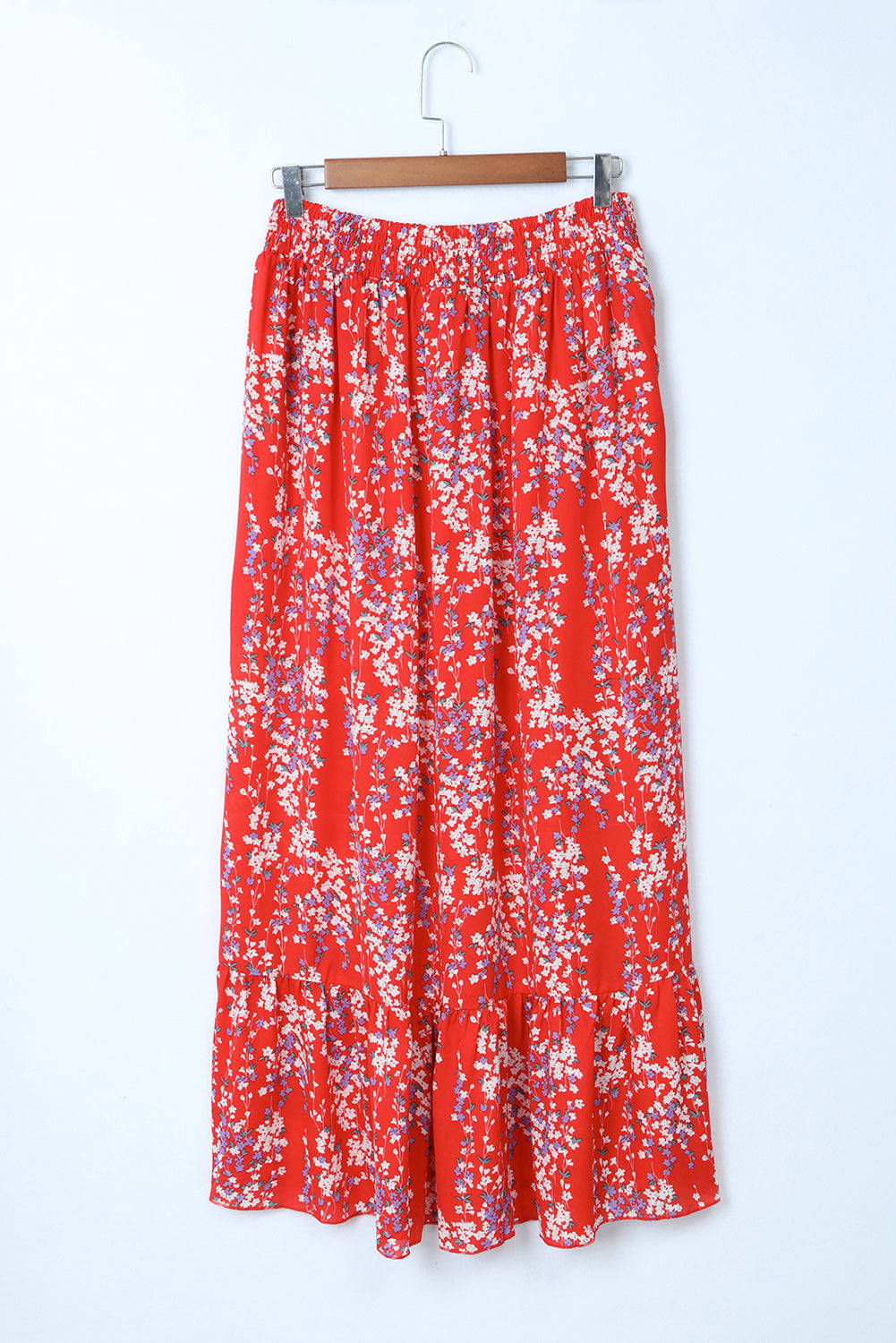 Ditsy Floral Print Ruffled Crop Top & Flounce Hem Maxi Skirt Set