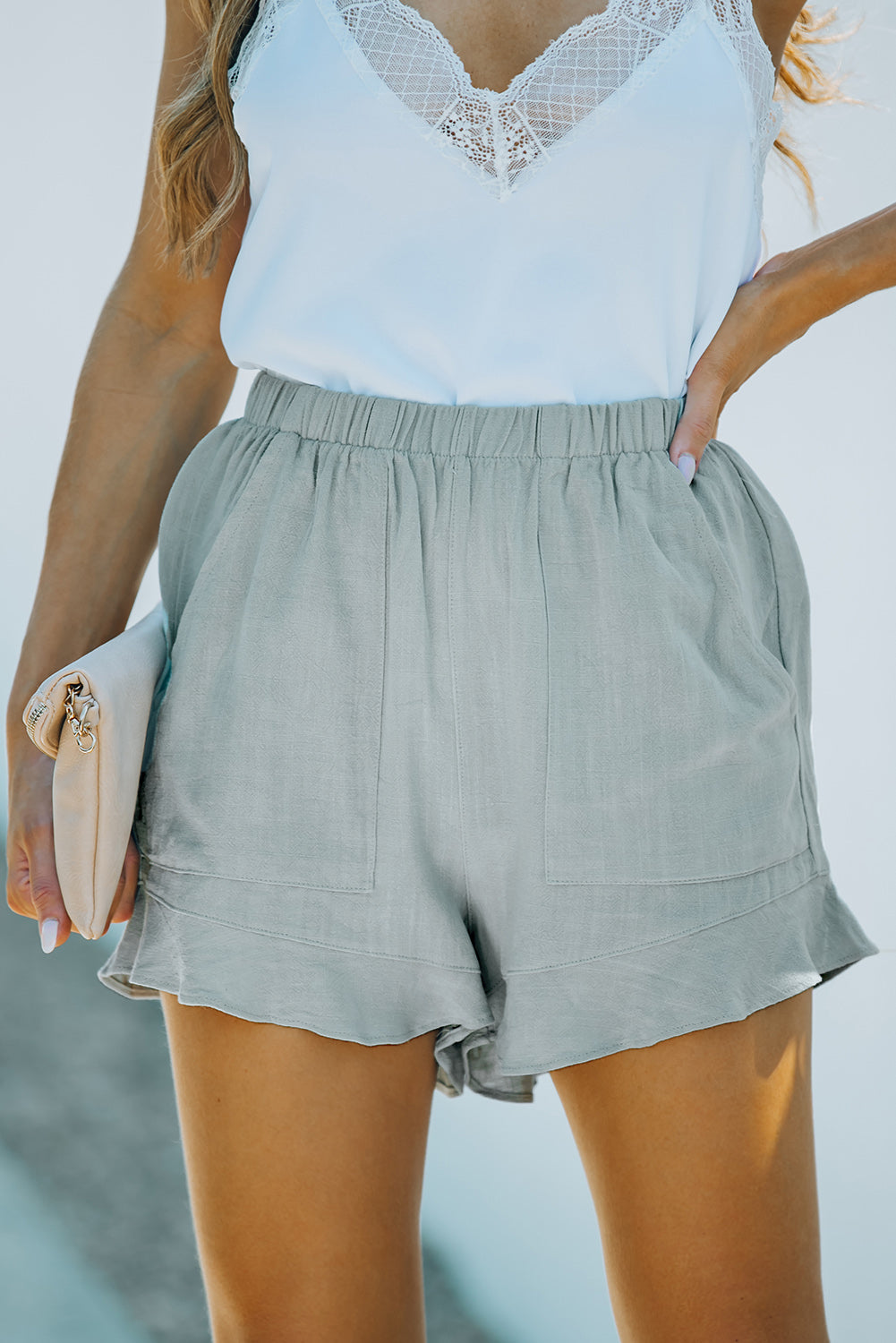 Drawstring waist shorts