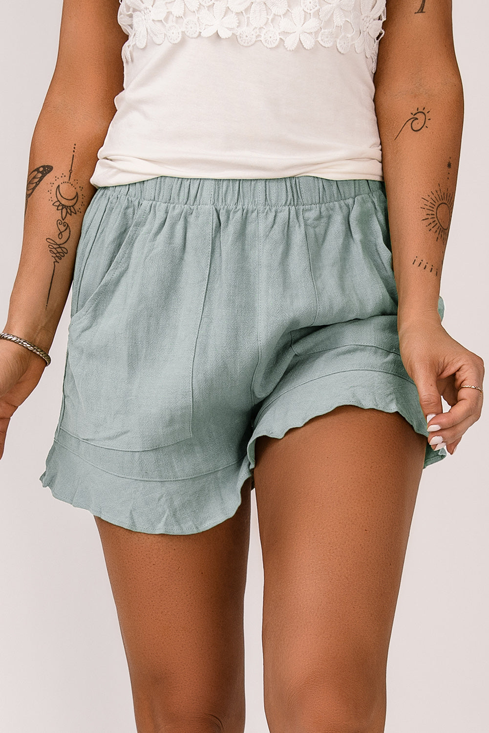 Drawstring waist shorts