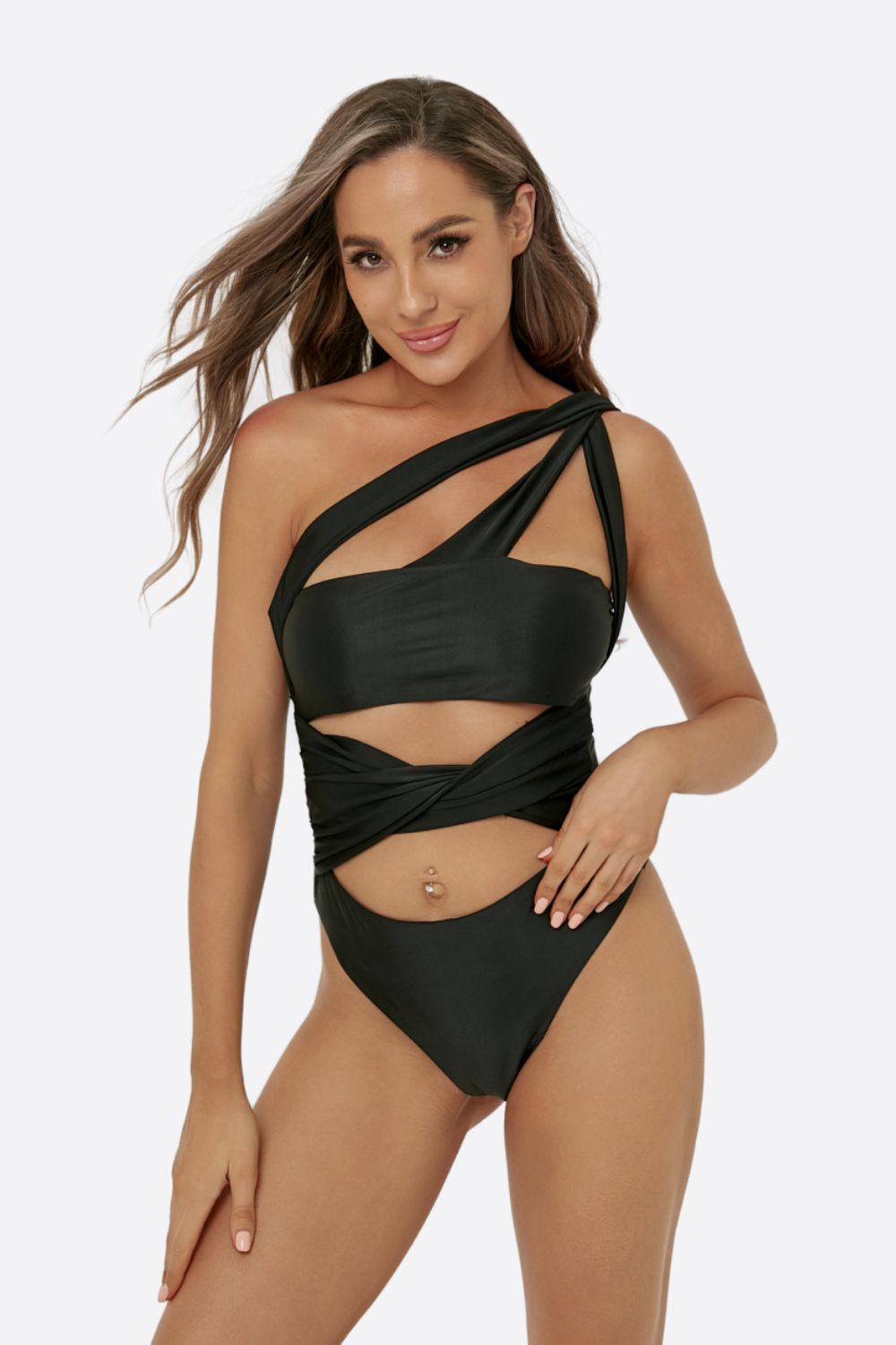 Cutout One-Shoulder Twisted One-Piece Swimsuit